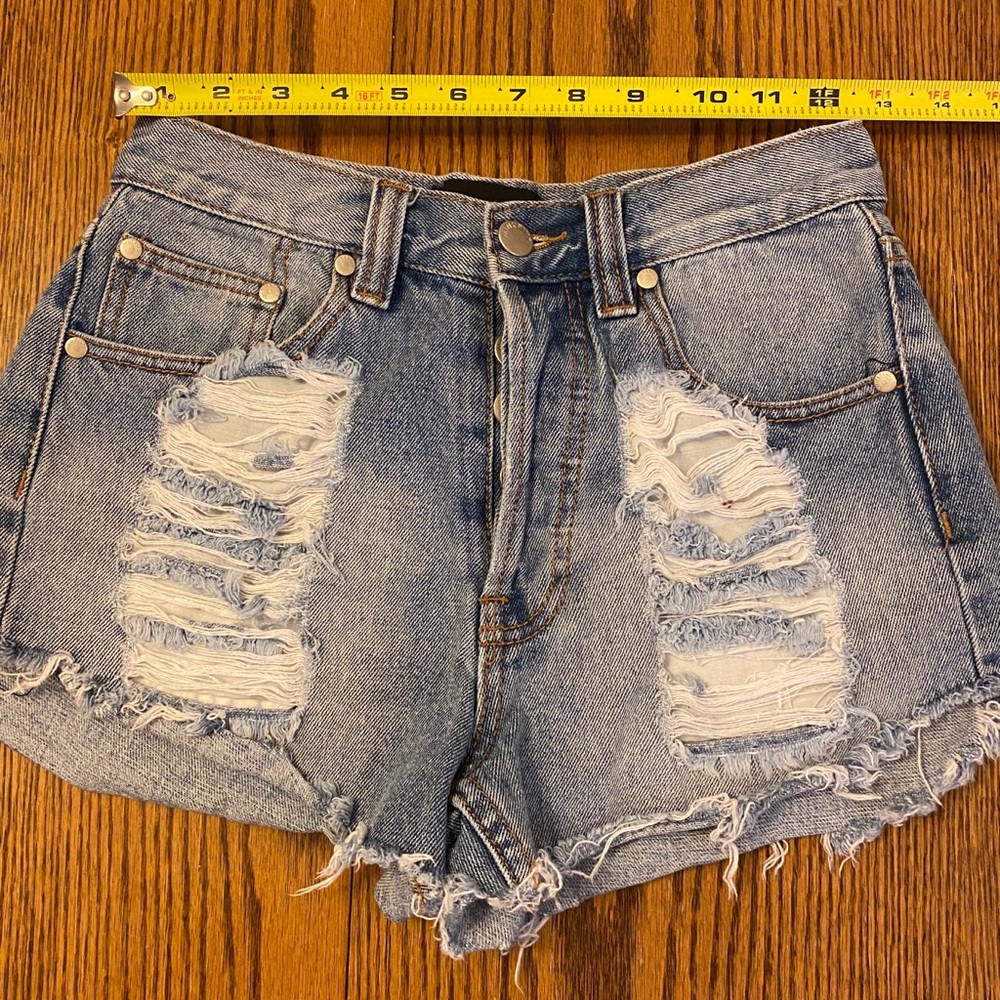 Mink Pink high rise jean shorts
